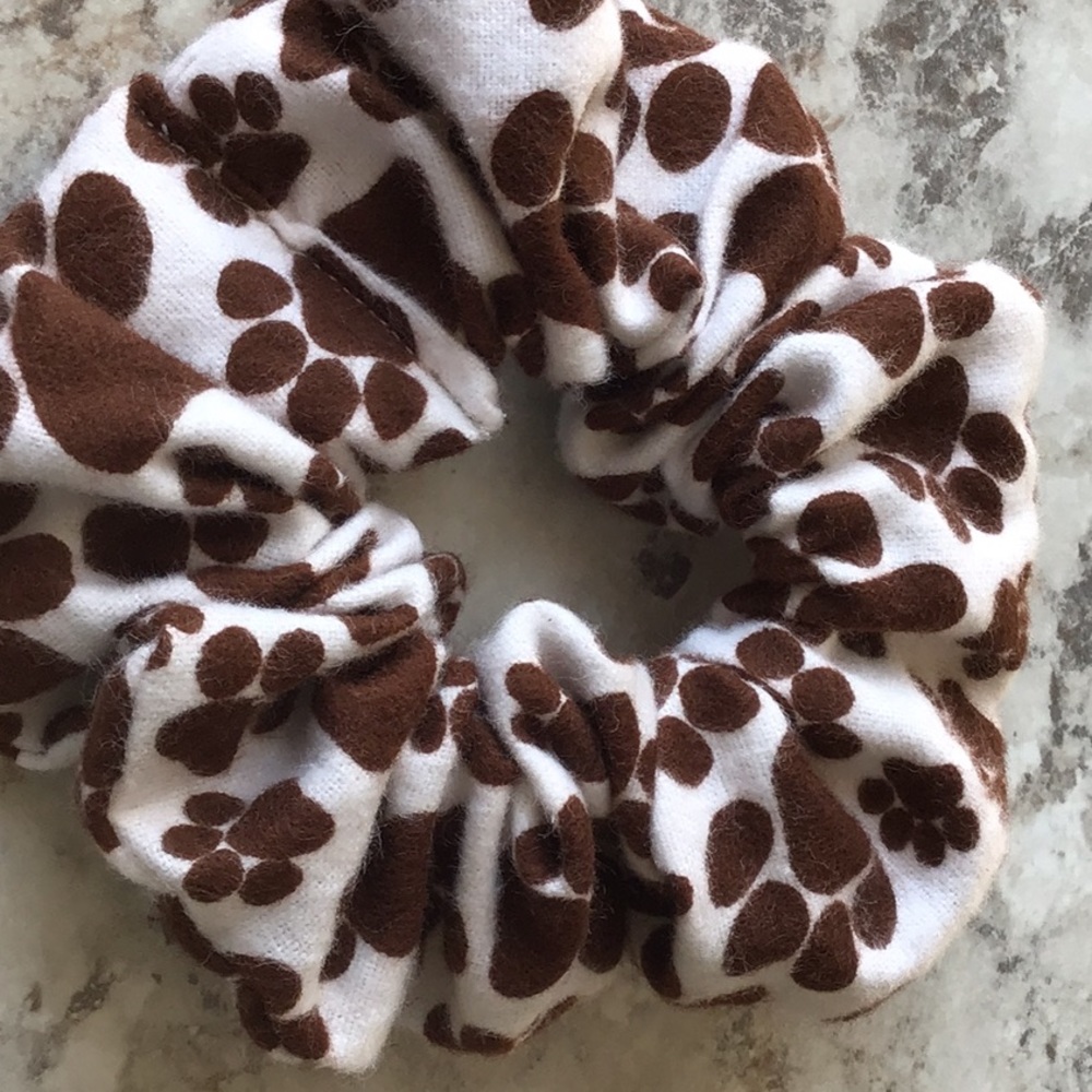Paw print cat dog pet scrunchie ponytail Top knot
